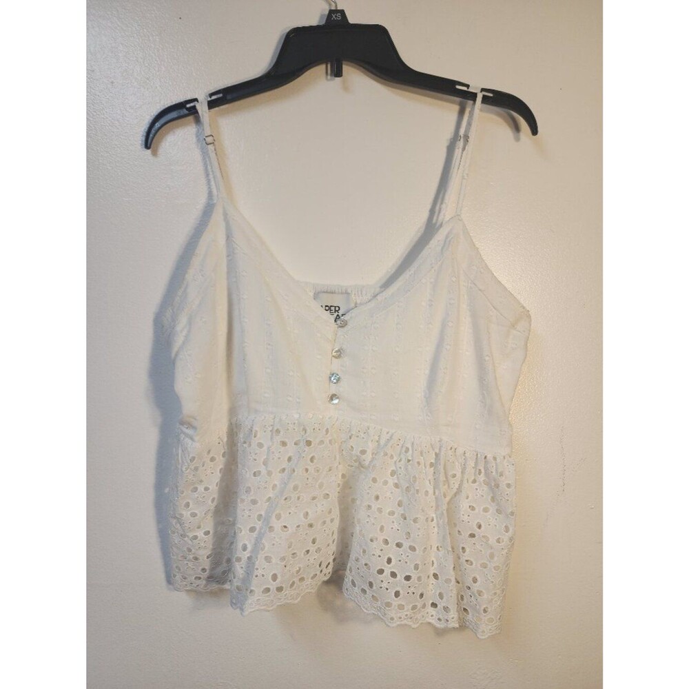 Paper Heart white eyelet cropped top with straps XL Summer Beach